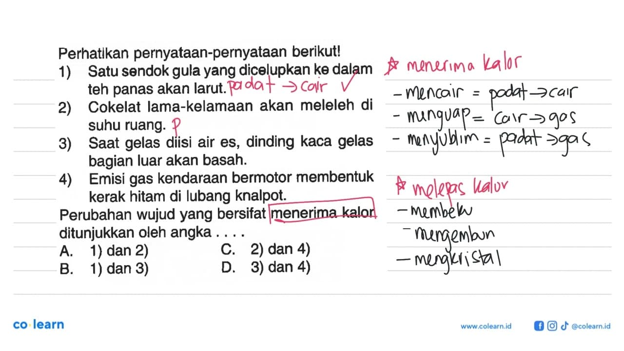 Perhatlkan pernyataan-pernyataan berikut! 1) Satu sendok