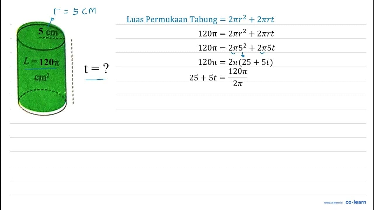 5 cm cm^(2) t=?