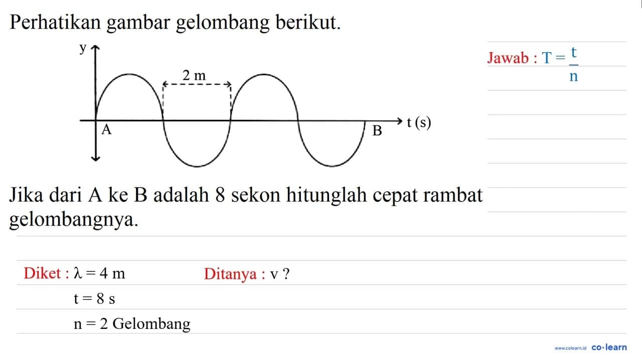 Perhatikan gambar gelombang berikut. Jika dari A ke B