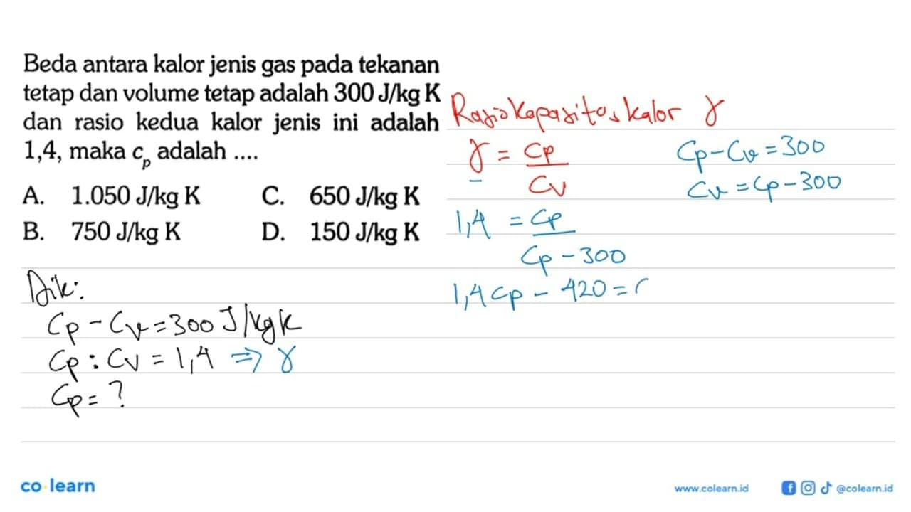 Beda antara kalor jenis gas pada tekanan tetap dan volume