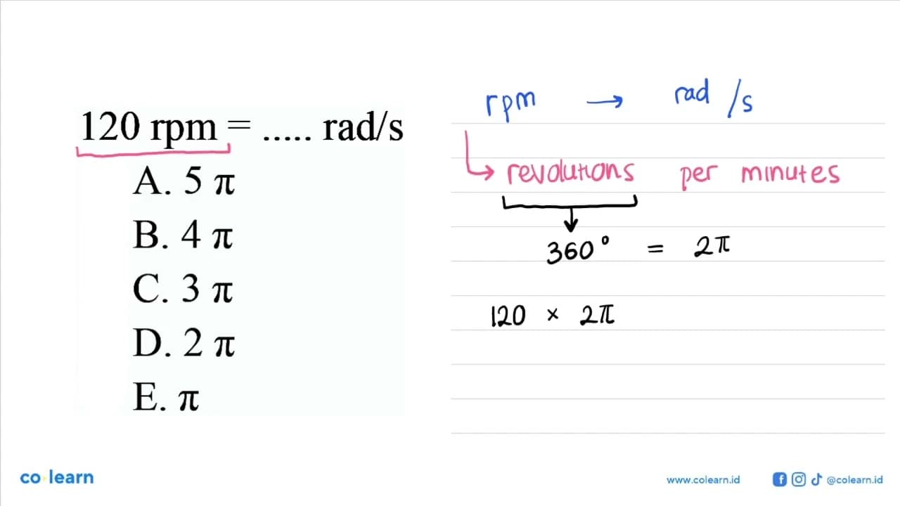 120 rpm= rad/s
