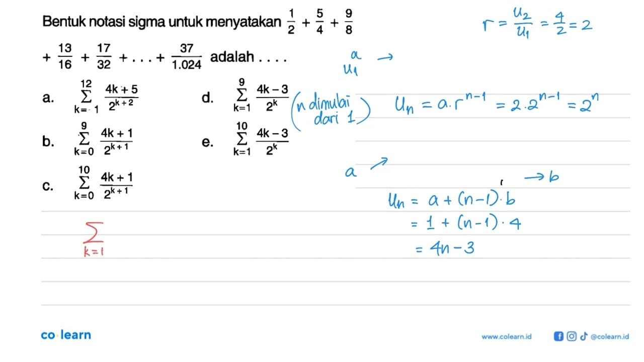 Bentuk notasi sigma untuk menyatakan