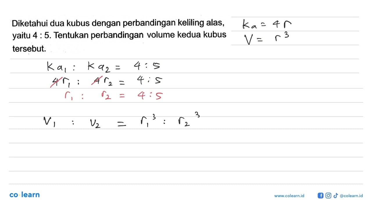 Diketahui dua kubus dengan perbandingan keliling alas,