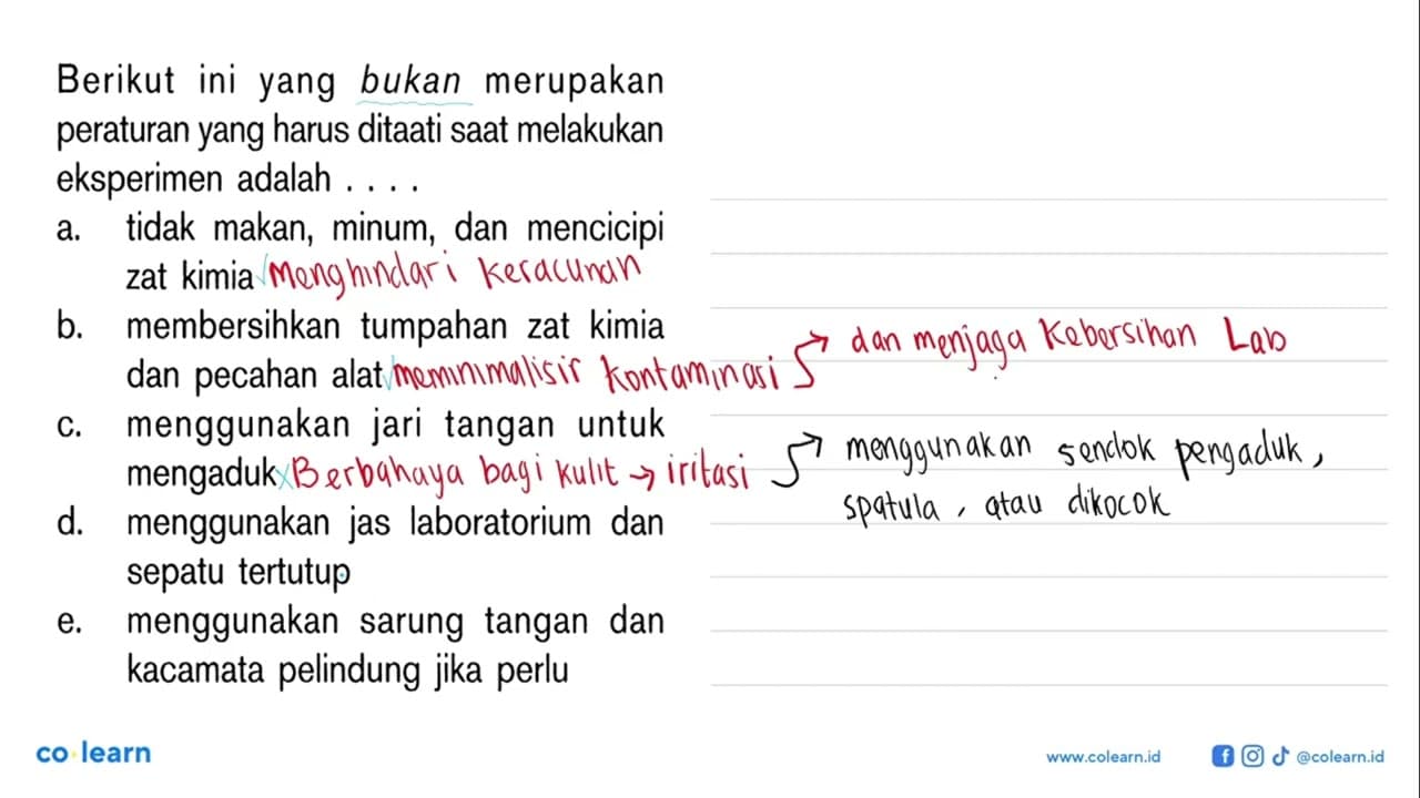 Berikut ini yang bukan merupakan peraturan yang harus