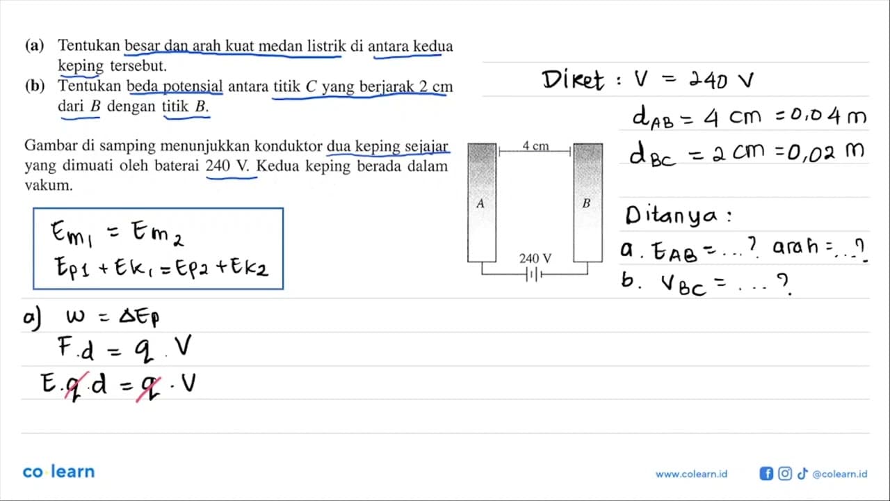 4 cm A B 240 V Gambar di samping menunjukkan konduktor dua