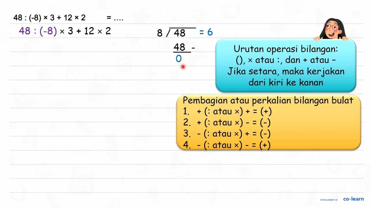 48:(-8) x 3+12 x 2 =... .