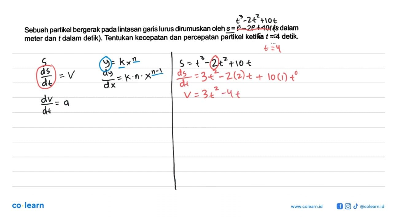 Sebuah partikel bergerak pada lintasan garis lurus