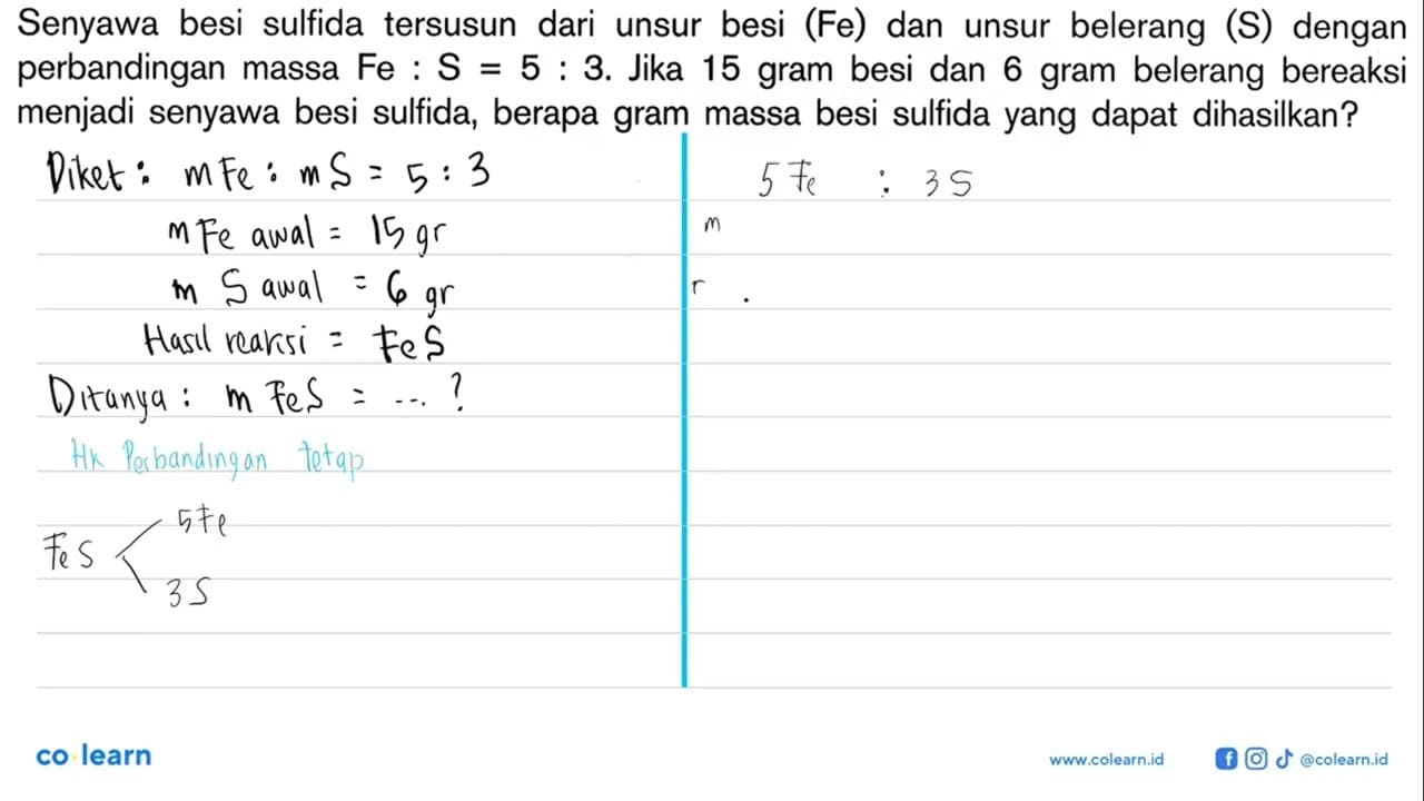 Senyawa besi sulfida tersusun dari unsur besi (Fe) dan