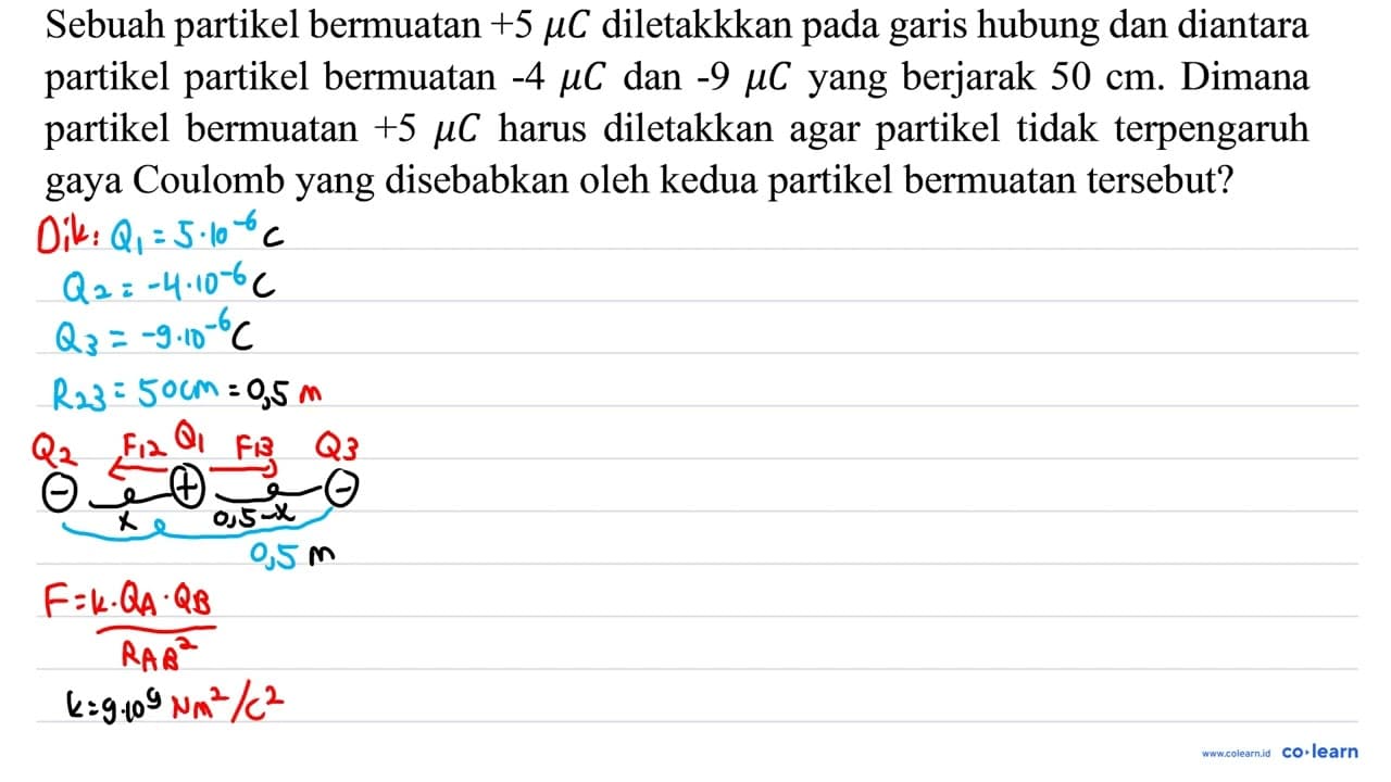 Sebuah partikel bermuatan +5 mu C diletakkkan pada garis