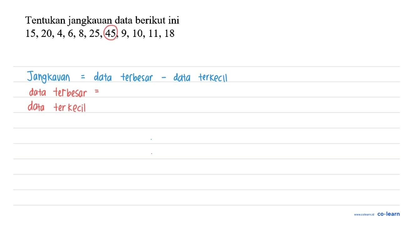 Tentukan jangkauan data berikut ini