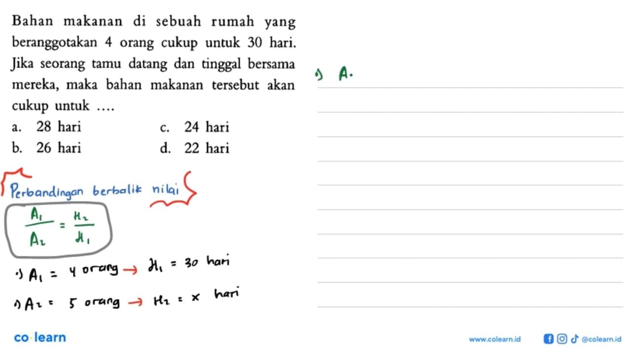 Bahan makanan di sebuah rumah yang beranggotakan 4 orang