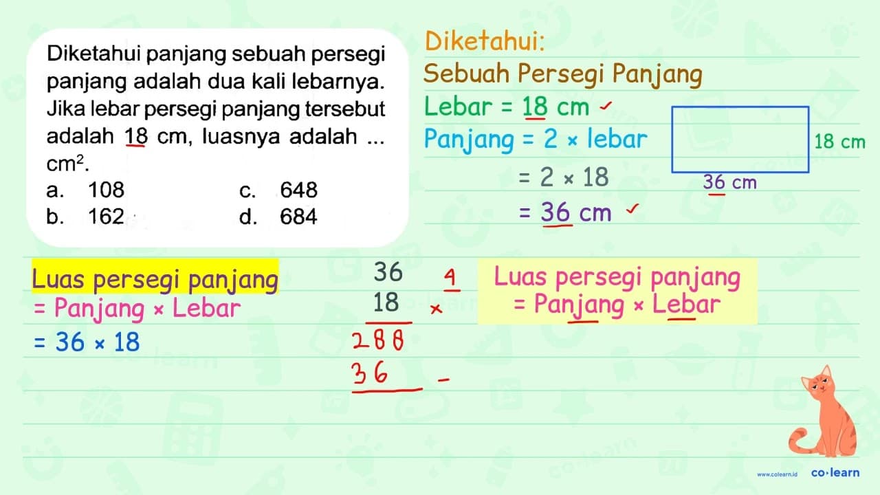 Diketahui panjang sebuah persegi panjang adalah dua kali