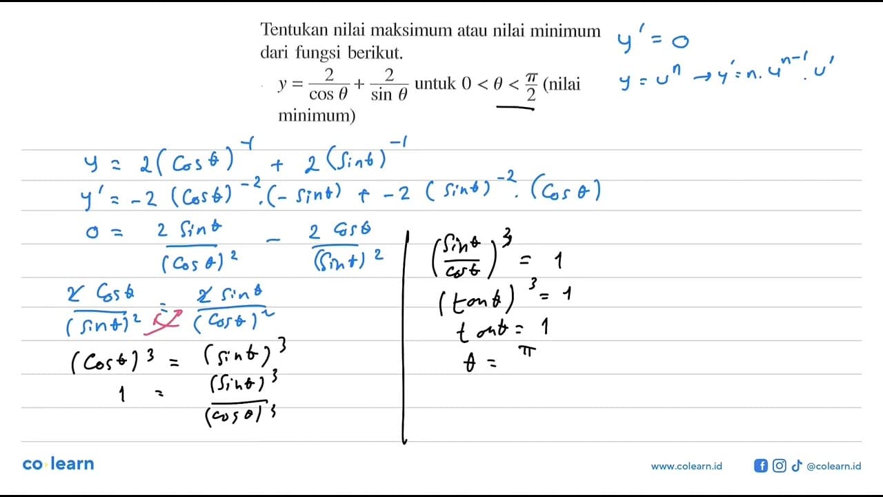 Tentukan nilai maksimum atau nilai minimum dari fungsi