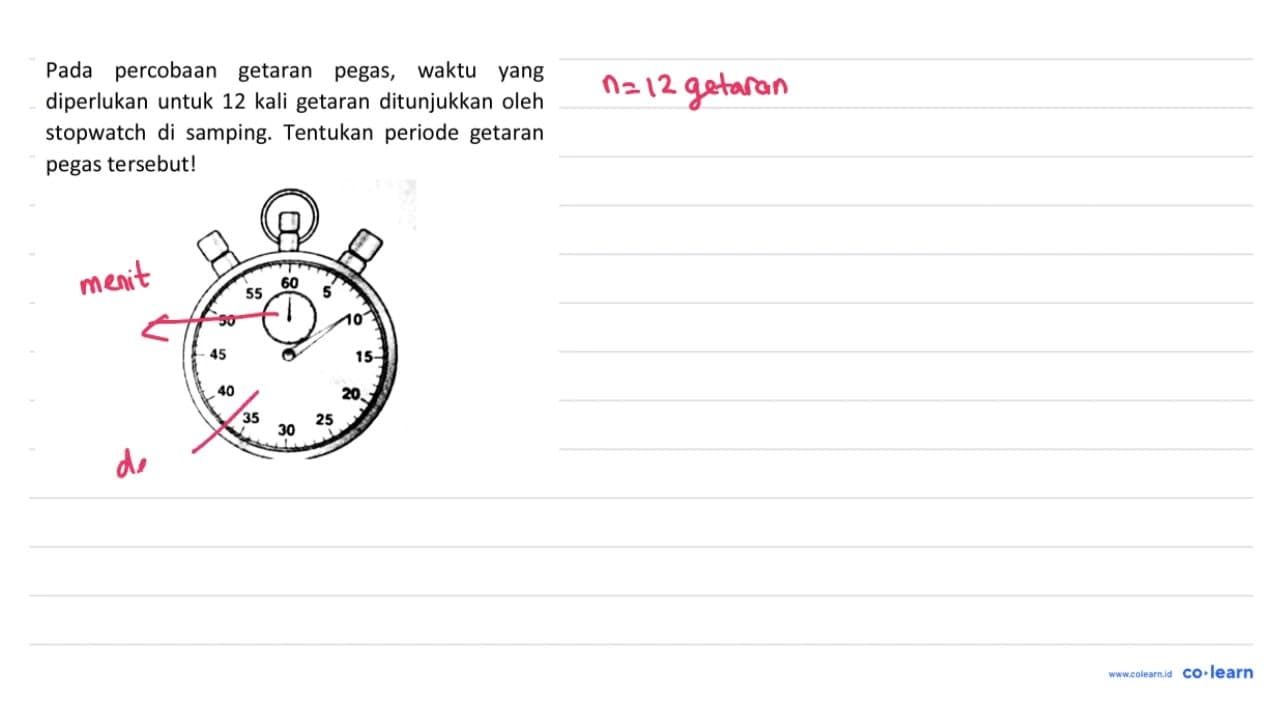 Pada percobaan getaran pegas, waktu yang diperlukan untuk