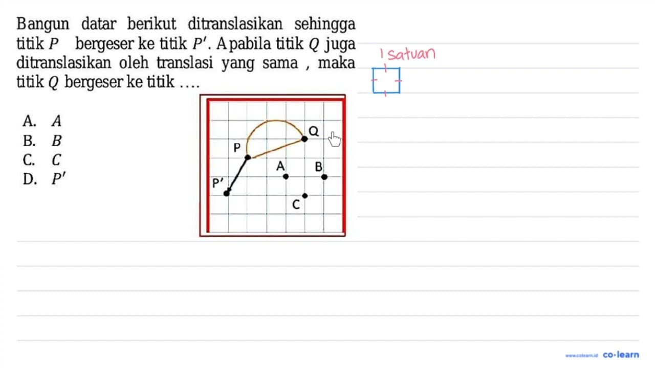 Bangun datar berikut ditranslasikan sehingga titik P