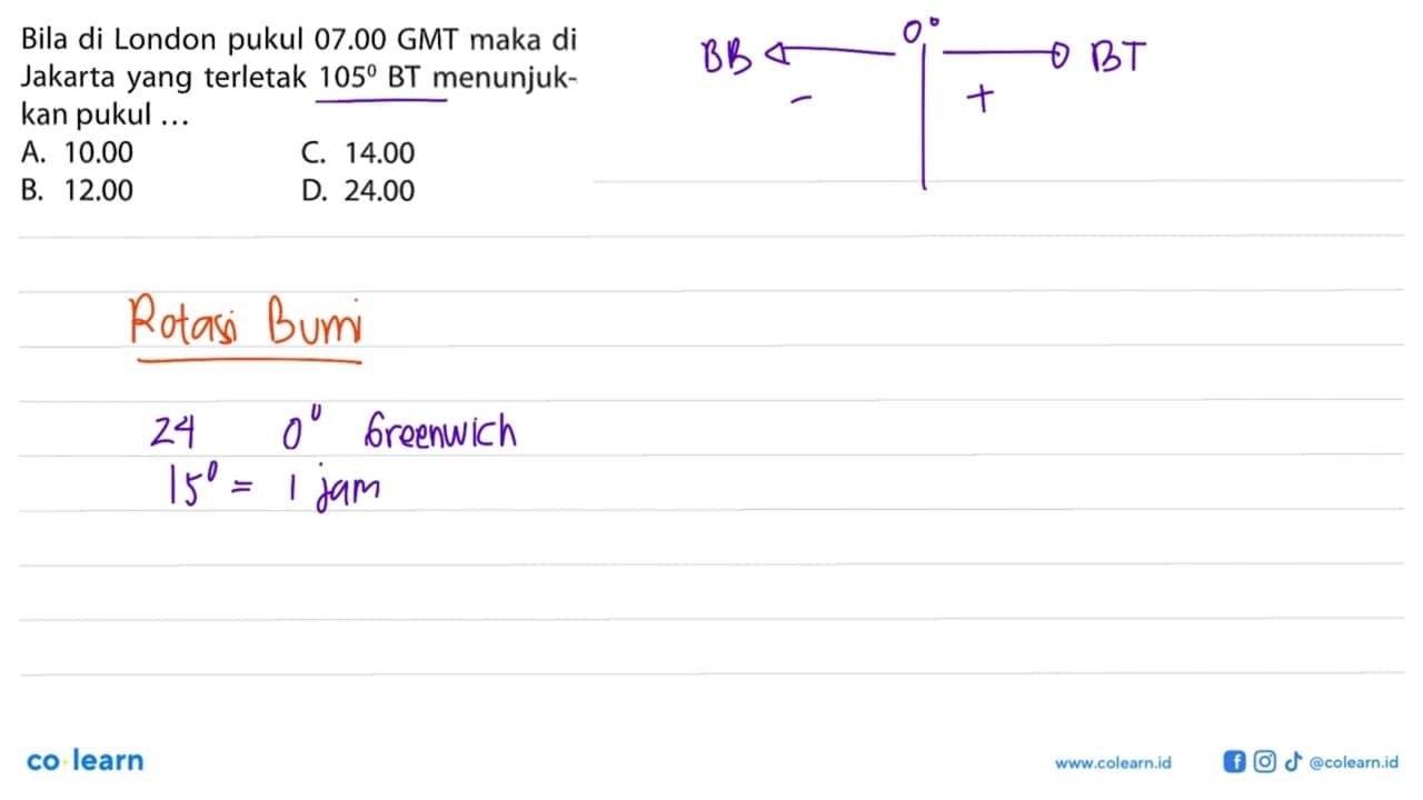 .Bila di London pukul 07.00 GMT maka di Jakarta yang