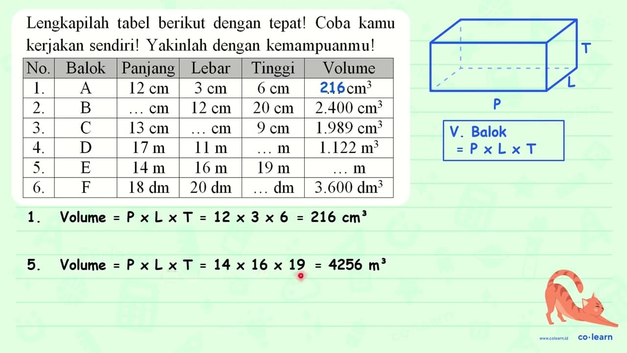 Lengkapilah tabel berikut dengan tepat! Coba kamu kerjakan