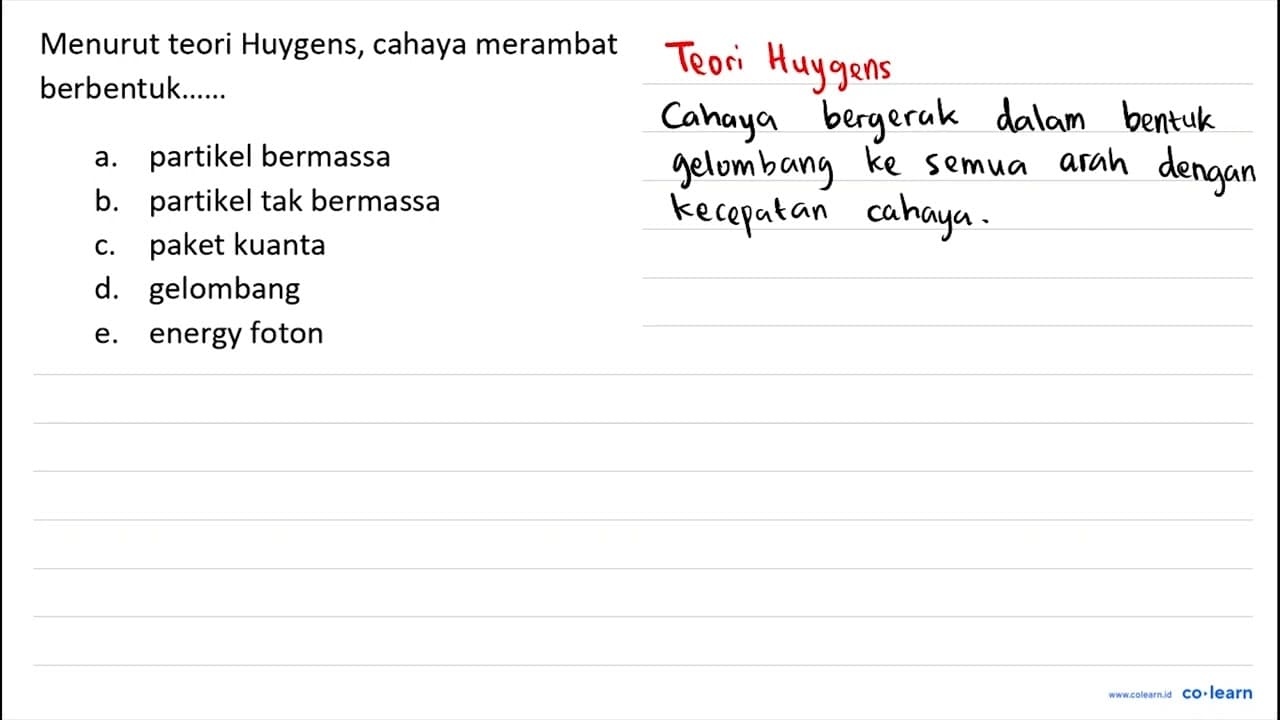 Menurut teori Huygens, cahaya merambat berbentuk...... a.