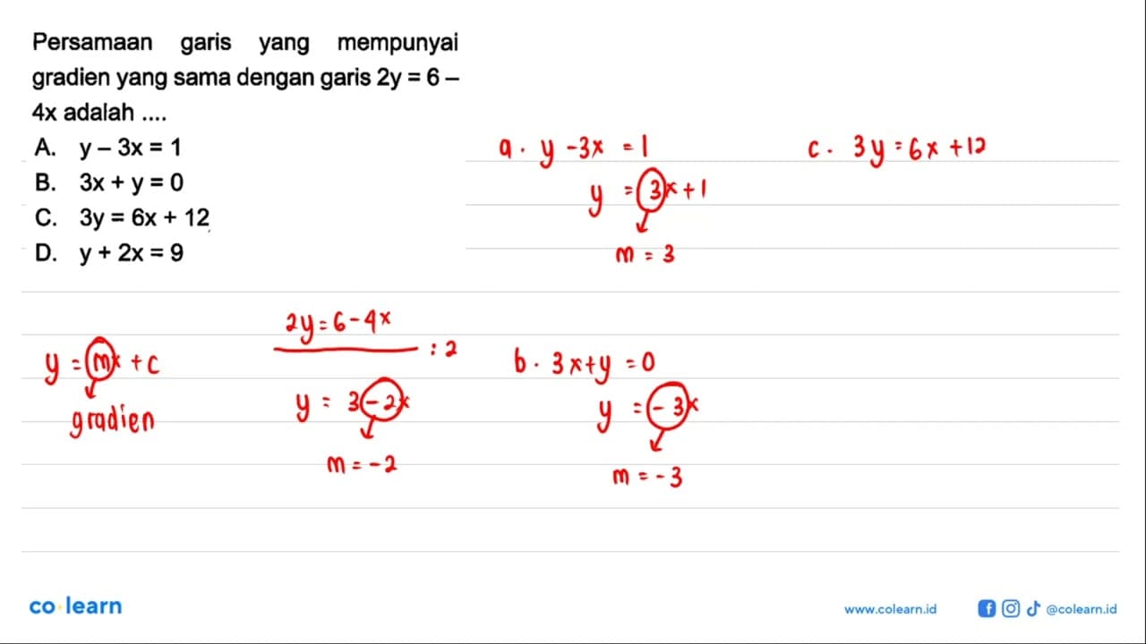 Persamaan garis yang mempunyai gradien yang dama dengan