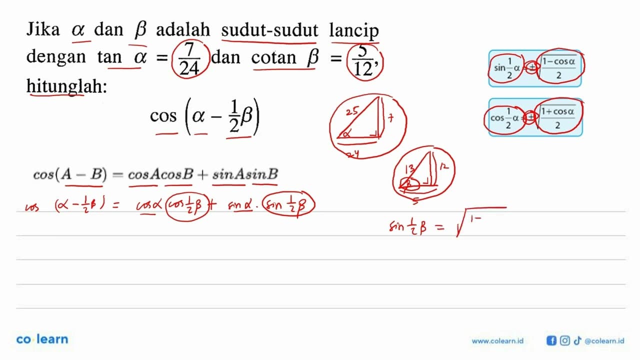 Jika alpha dan beta adalah sudut-sudut lancip dengan tan