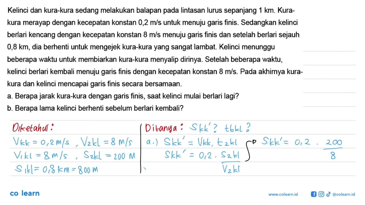 Kelinci dan kura-kura sedang melakukan balapan pada