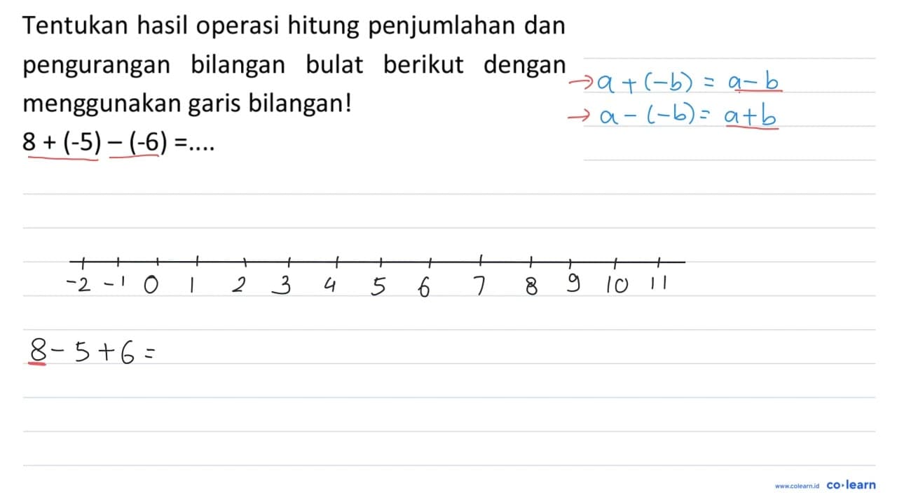 Tentukan hasil operasi hitung penjumlahan dan pengurangan