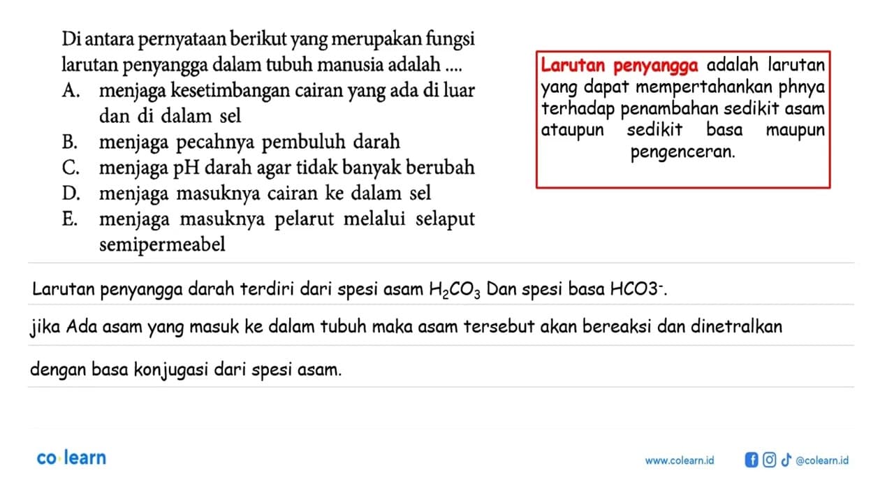 Di antara pernyataan berikut yang merupakan fungsi larutan