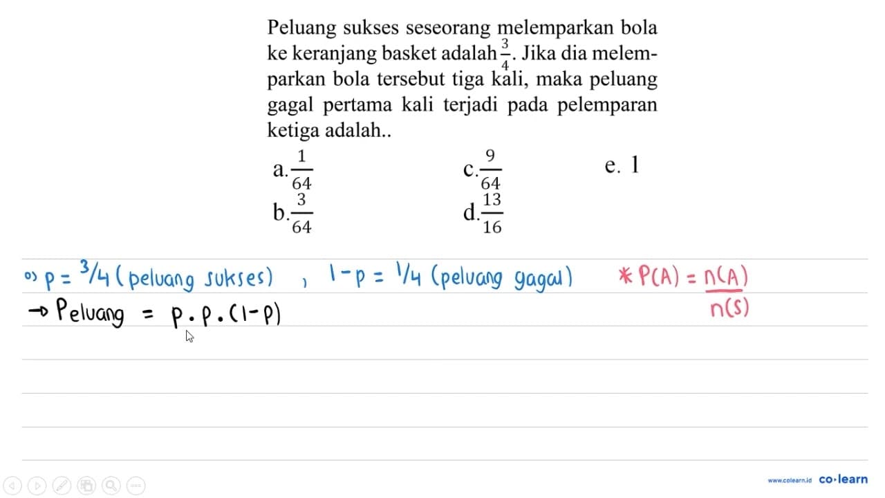 Peluang sukses seseorang melemparkan bola ke keranjang