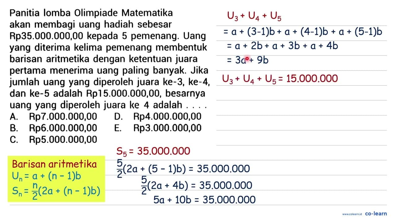 Panitia Iomba Olimpiade Matematika akan membagi uang hadiah