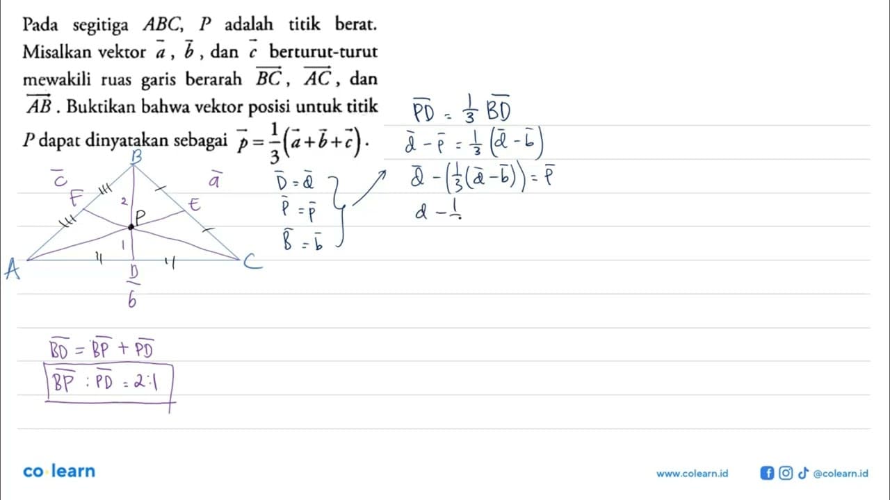 Pada segitiga ABC, P adalah titik berat. Misalkan vektor a,