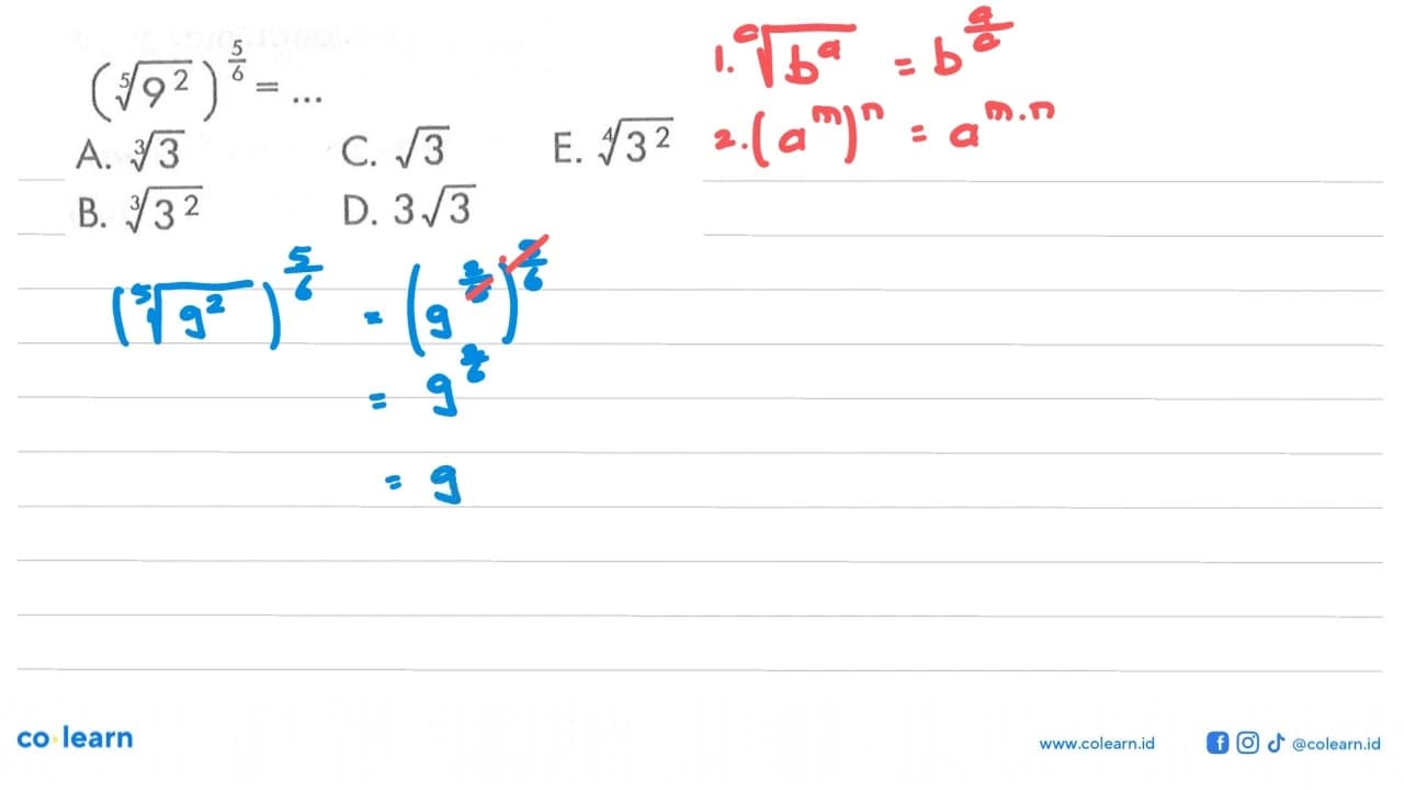 ((9^2)^(1/5))^(5/6) = ...