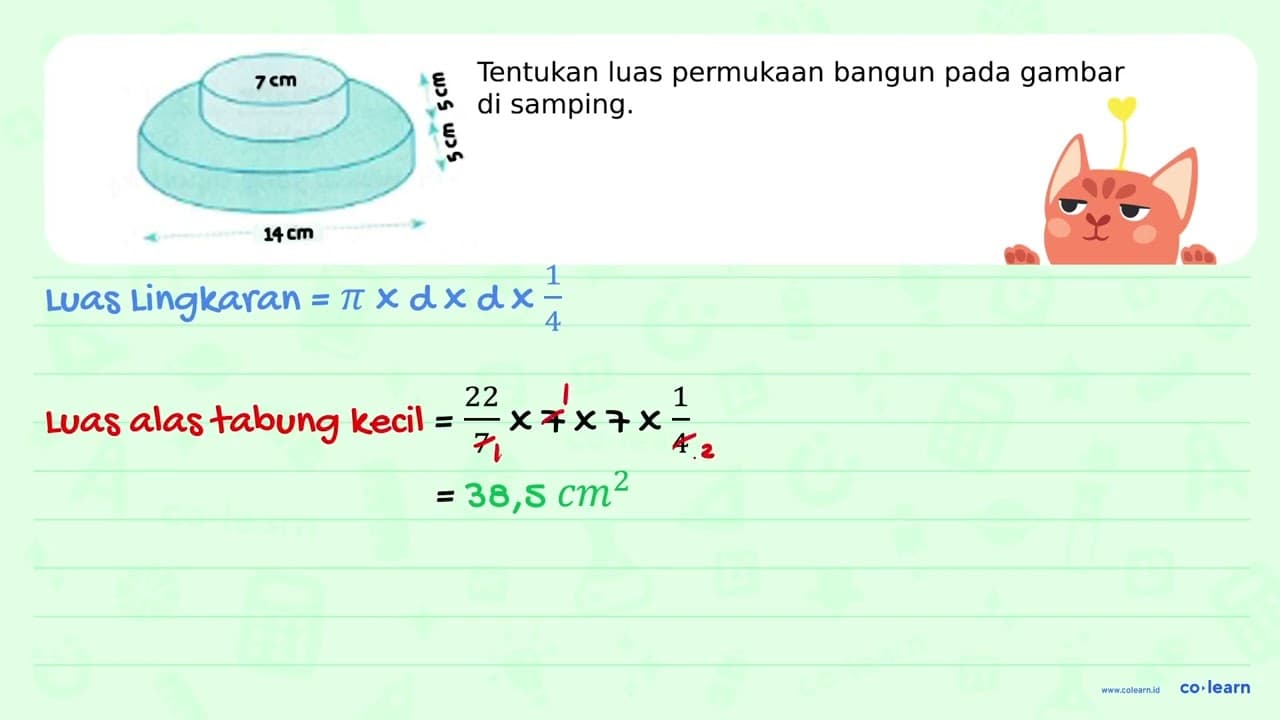 7 cm 5 cm 5 cm 14 cm Tentukan luas permukaan bangun pada