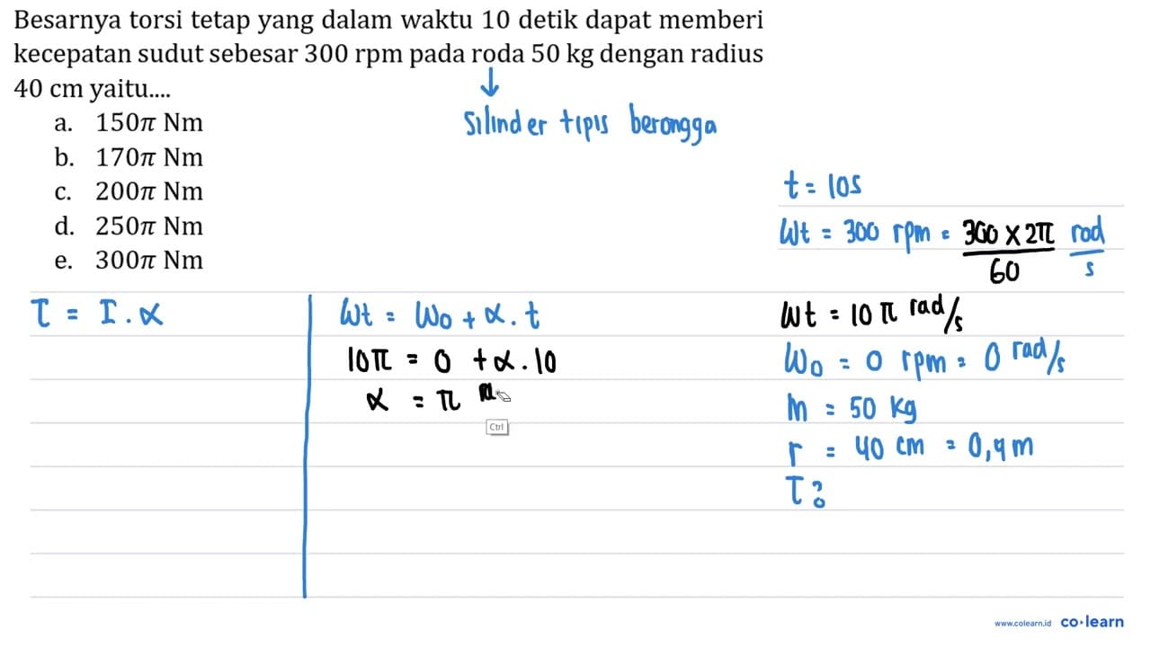 Besarnya torsi tetap yang dalam waktu 10 detik dapat