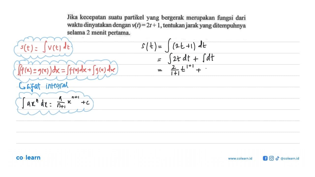 Jika kecepatan suatu partikel yang bergerak merupakan