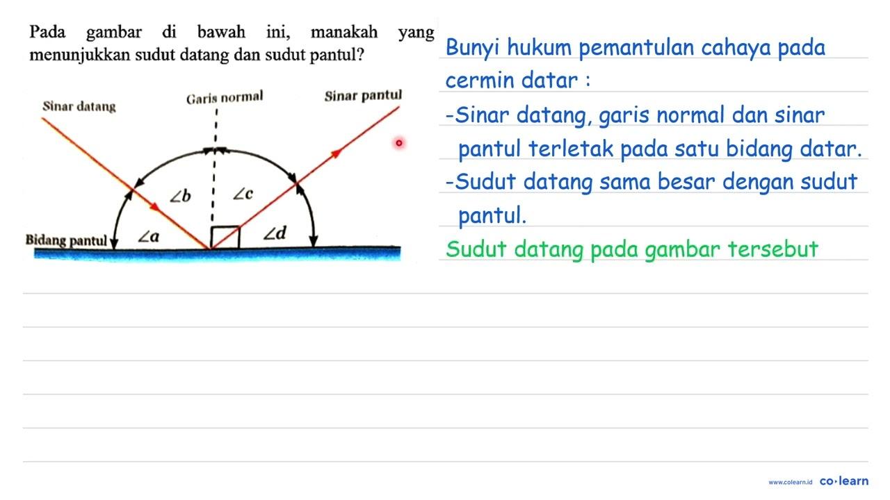 Pada gambar di bawah ini, manakah yang menunjukkan sudut