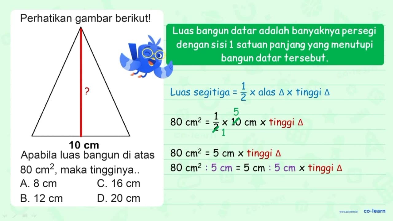 Perhatikan gambar berikut! Apabila luas bangun di atas 80