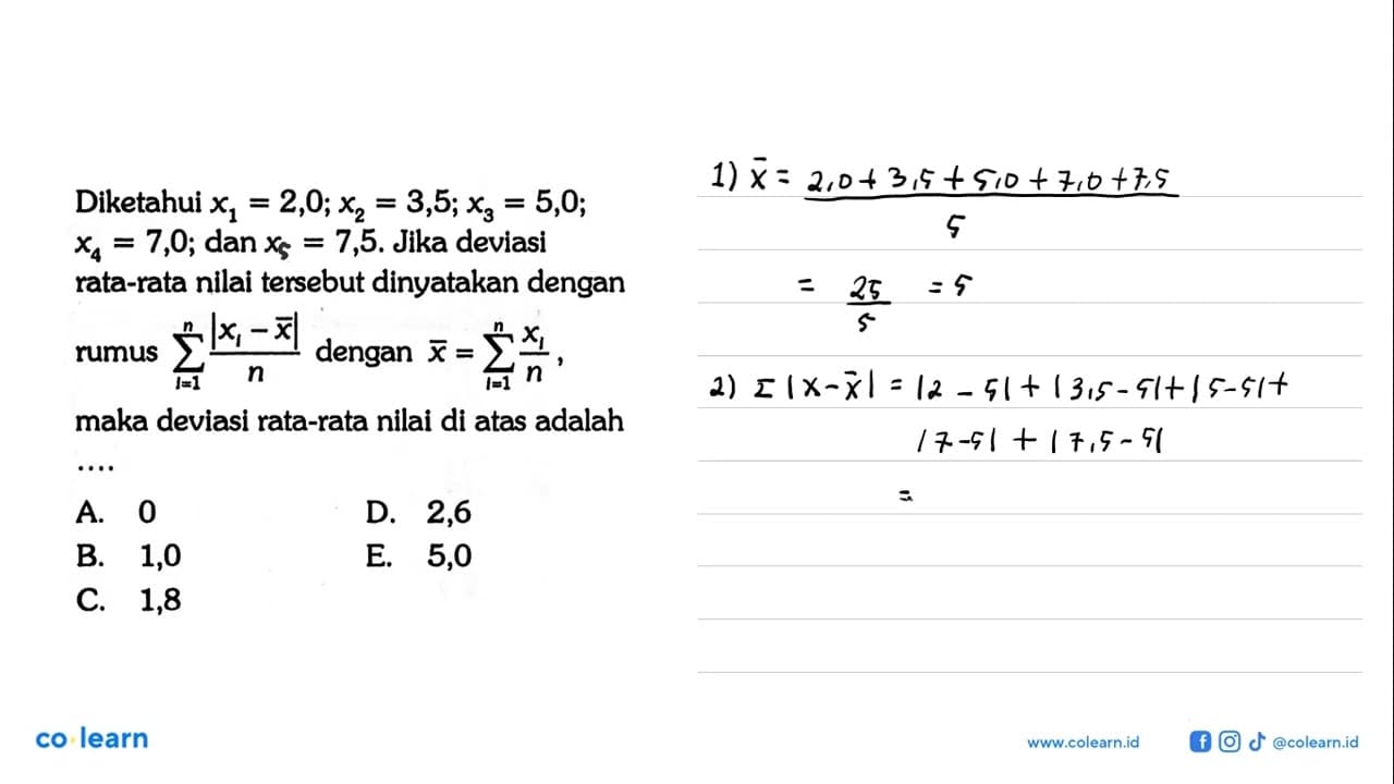 Diketahui x1=2,0;x2=3,5;x3=5,0;x4=7,0;dan xb=7,5. Jika