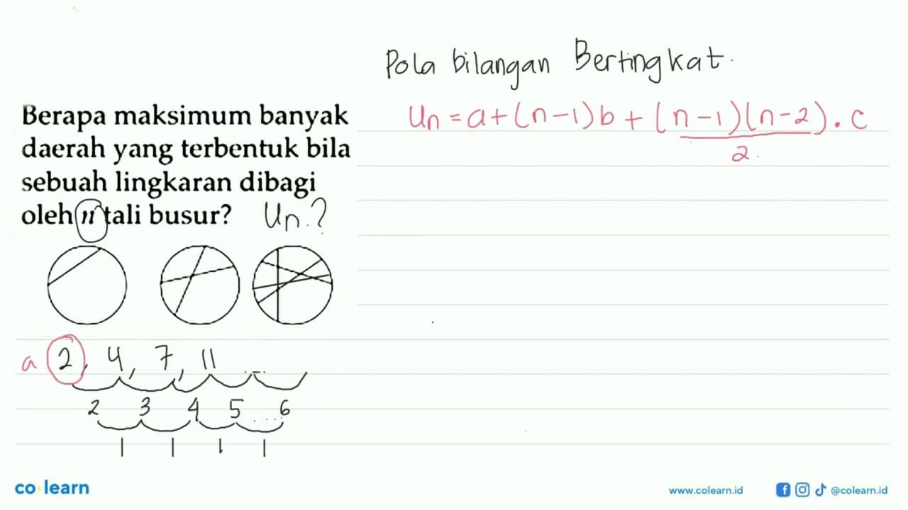 Berapa maksimum banyak daerah yang terbentuk bila sebuah