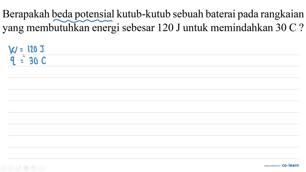 Berapakah beda potensial kutub-kutub sebuah baterai pada