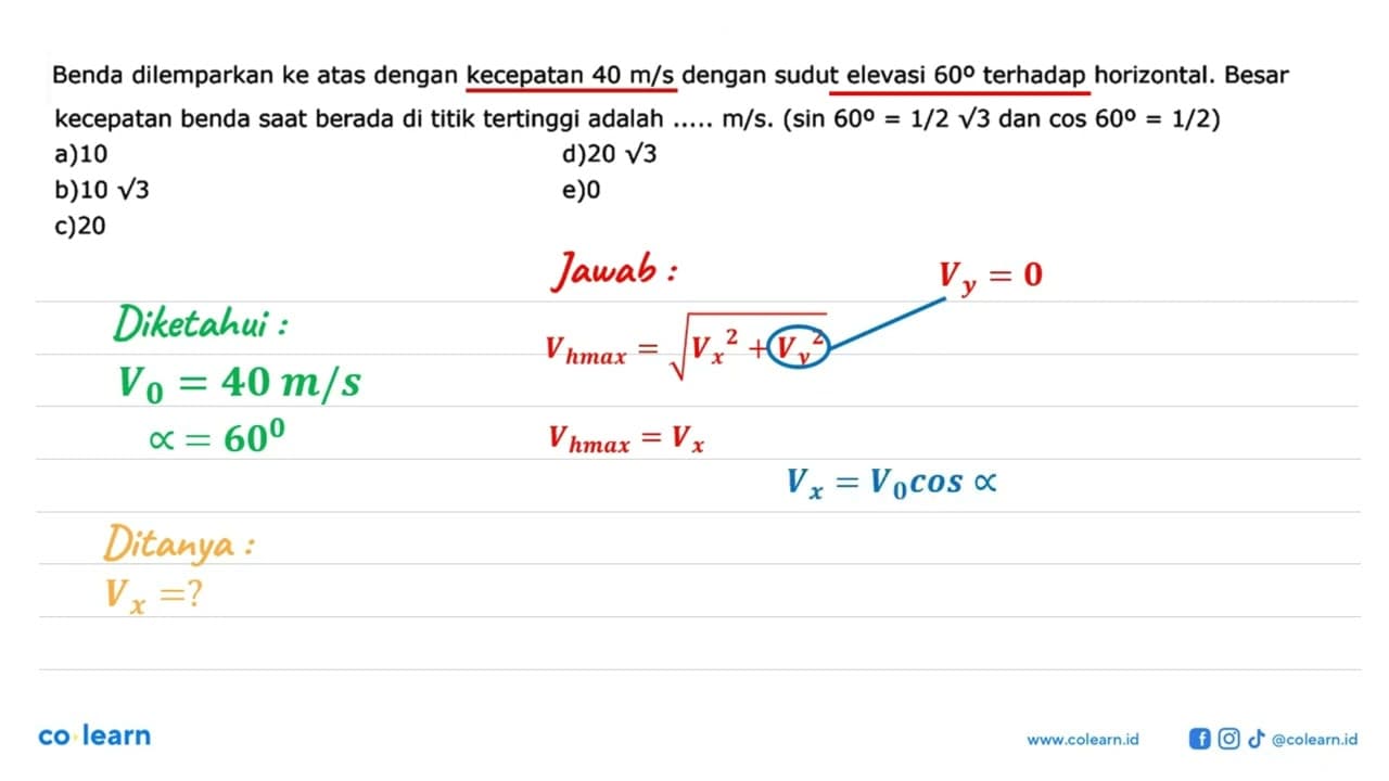 Benda dilemparkan ke atas dengan kecepatan 40 m/s dengan