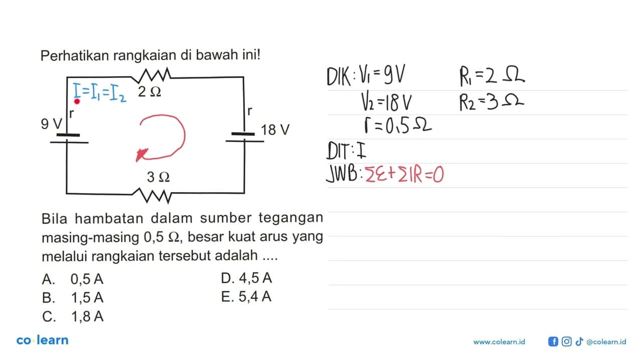 Perhatikan rangkaian di bawah ini! Bila hambatan dalam