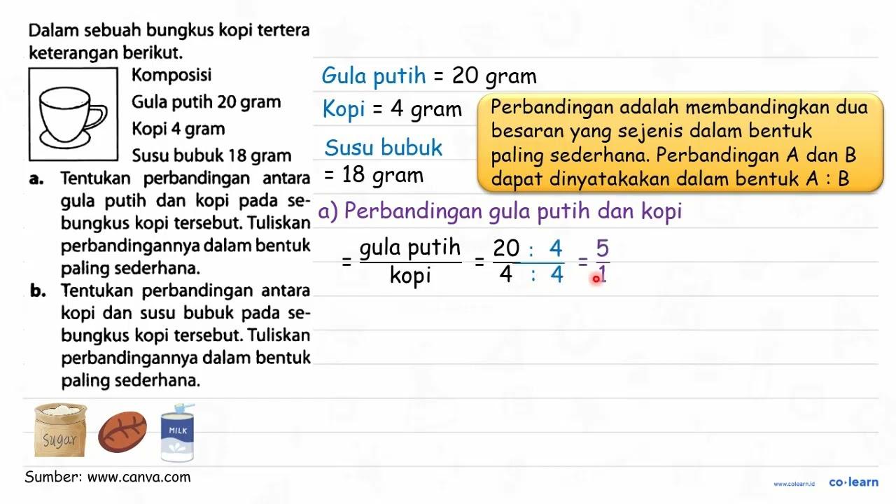 Dalam sebuah bungkus kopi tertera keterangan berikut.