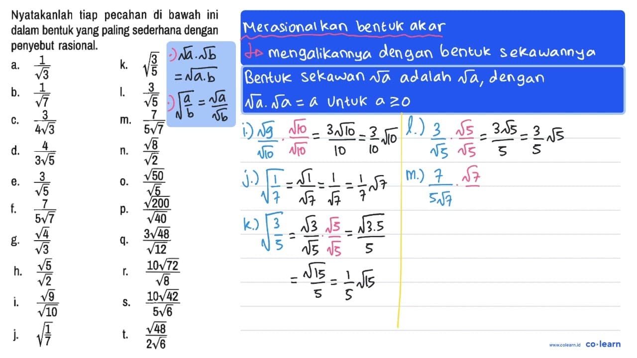 Nyatakanlah tiap pecahan di bawah ini dalam bentuk yang