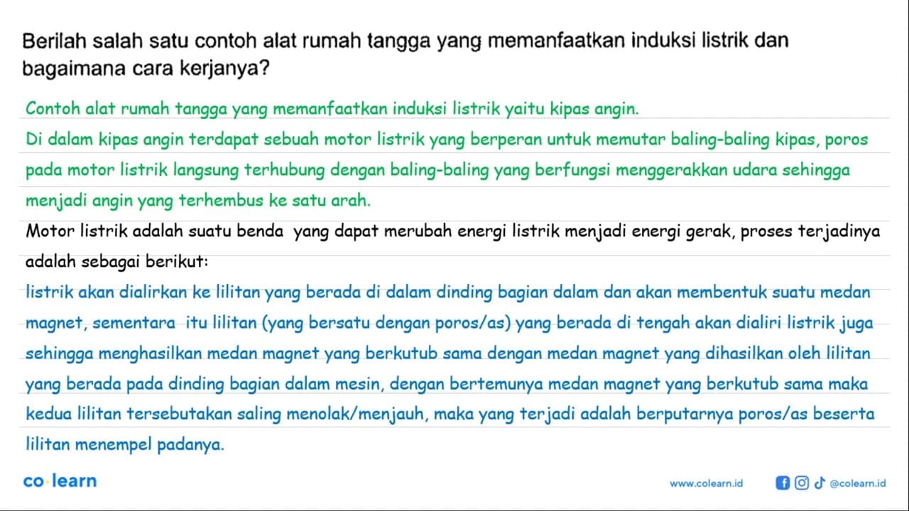 Berilah salah satu contoh alat rumah tangga yang