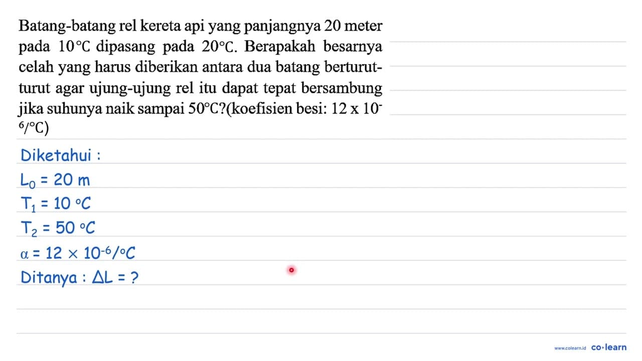 Batang-batang rel kereta api yang panjangnya 20 meter pada