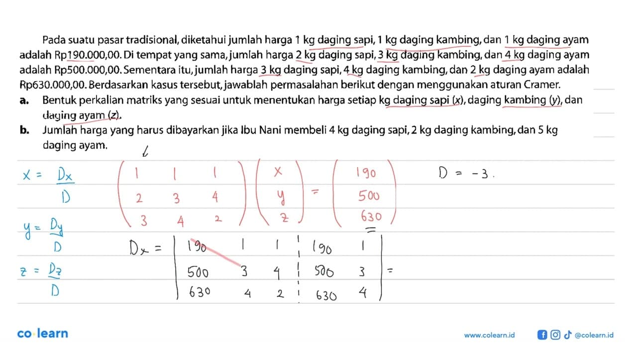 Pada suatu pasar tradisional, diketahui jumlah harga 1 kg