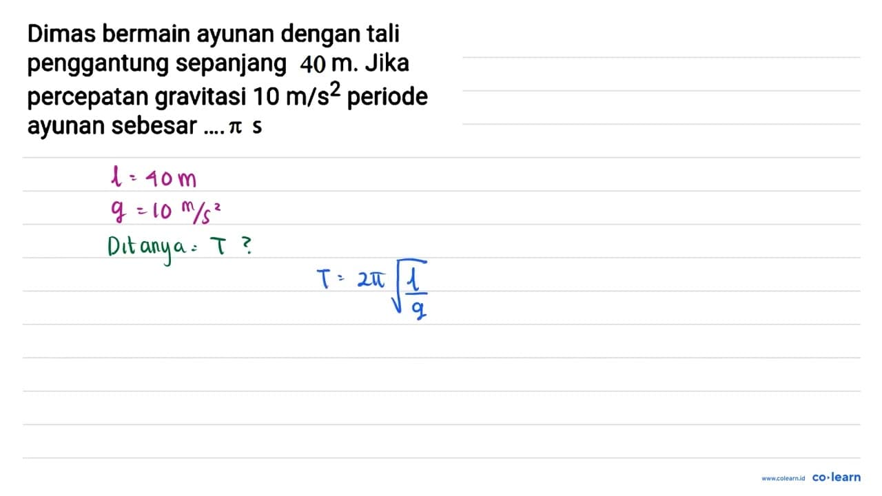 Dimas bermain ayunan dengan tali penggantung sepanjang 40 m