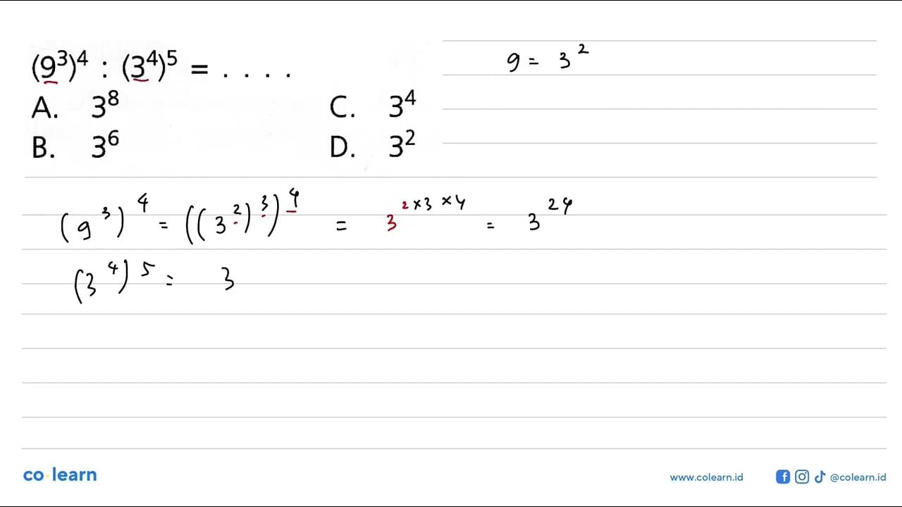 (9^3)^4 : (3^4)^5 =