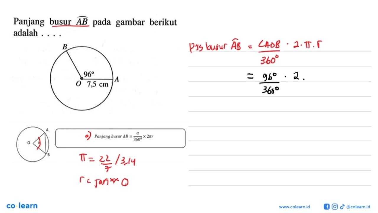 Panjang busur \widehatAB pada gambar berikut adalah ....A.