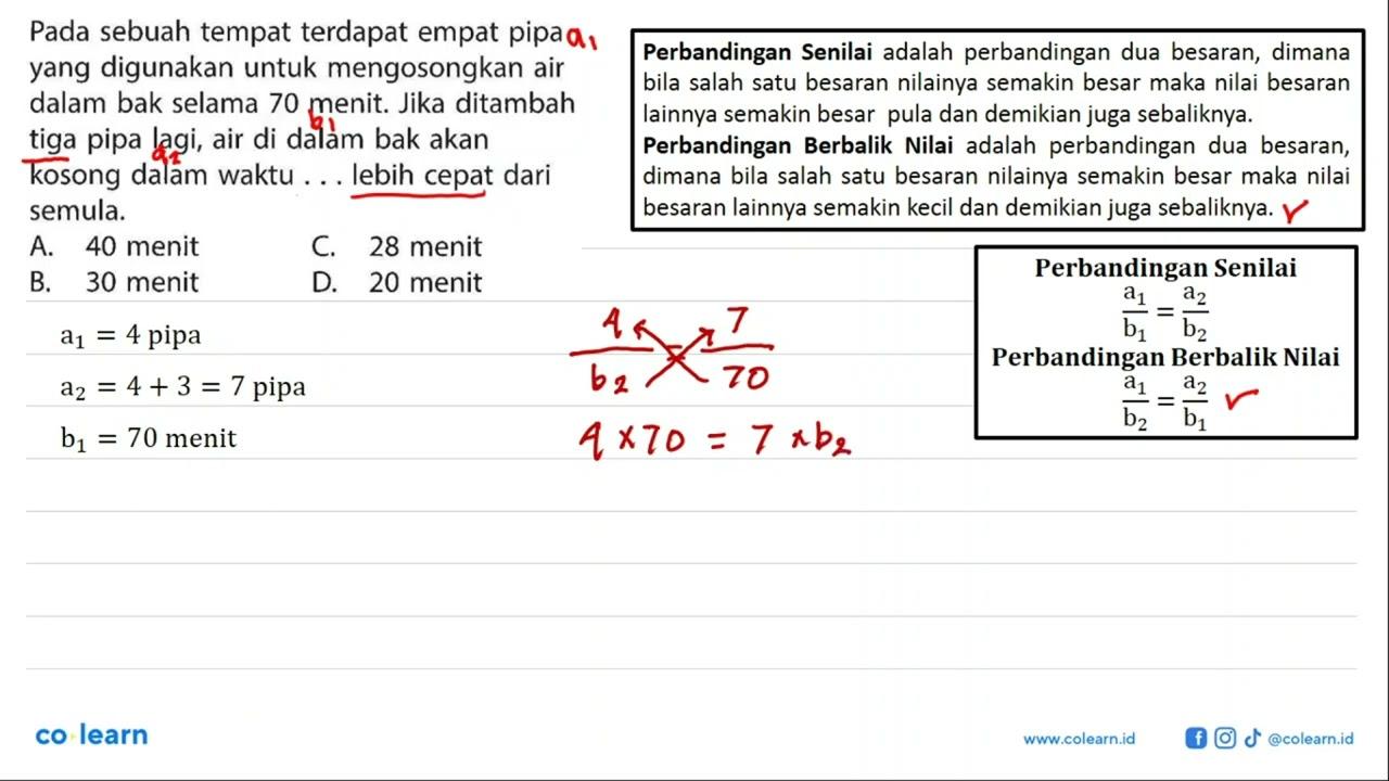 Pada sebuah tempat terdapat empat pipa yang digunakan untuk